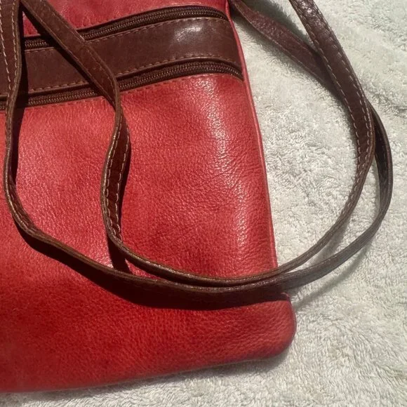 Florence leather cross body bag red brown read - Picture 3 of 15